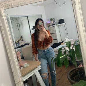 Long sleeve tie up crop top